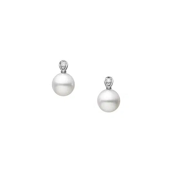 Mikimoto Earrings MIKIMOTO 18CT WHITE GOLD PEARL AND DIAMOND EARRINGS PE 1750D W