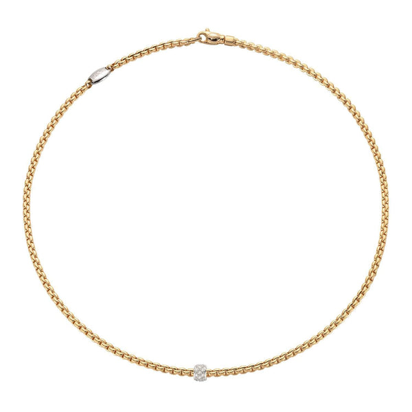 FOPE Neckalces 18CT YELLOW & WHITE GOLD 0.19CT DIAMOND EKA 43CM NECKLACE 73001CX_PB_G_XBX