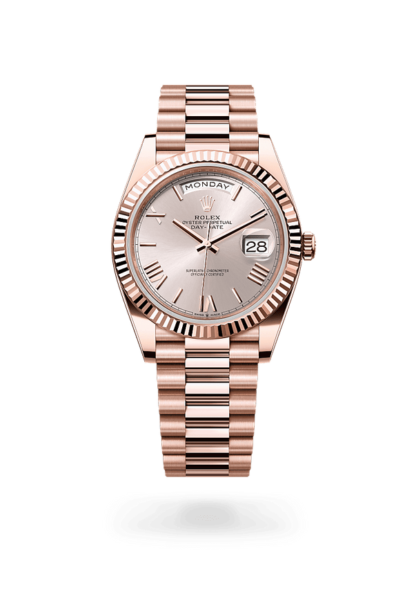 Rolex Day-Date 40 mm watch in 18 ct Everose gold, M228235-0001 - Emson Haig