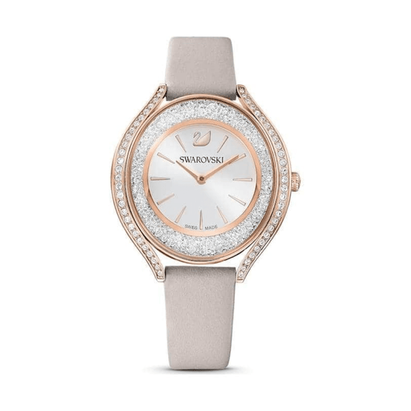 Swarovski Watch Crystalline Aura Watch Leather strap Gray Rose-gold tone PVD 5519450