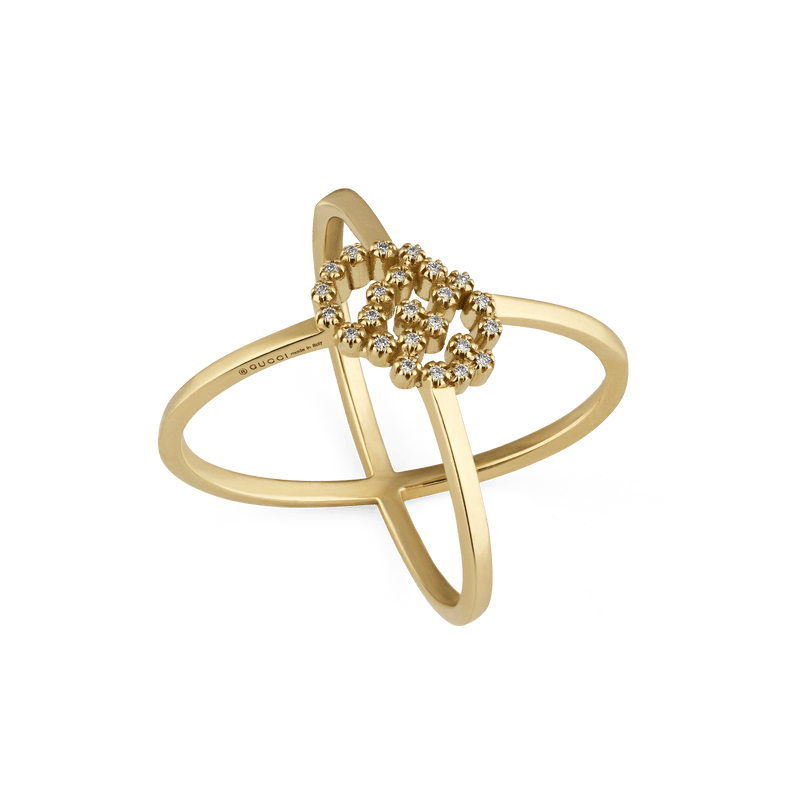 Gucci Ring GUCCI GG Running 18CT Yellow Gold Diamond X Ring YBC582548001014