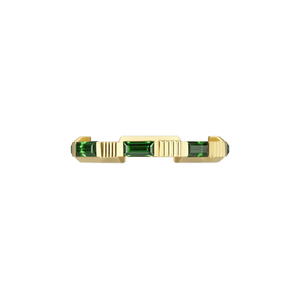GUCCI LINK TO LOVE 18CT YELLOW GOLD & TOURMALINE RING