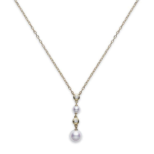 Mikimoto Necklaces MIKIMOTO AKOYA 0.05CT DIAMOND AND PEARL NECKLACE PP 1631 D K