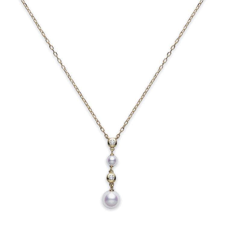 Mikimoto Necklaces MIKIMOTO AKOYA 0.05CT DIAMOND AND PEARL NECKLACE PP 1631 D K