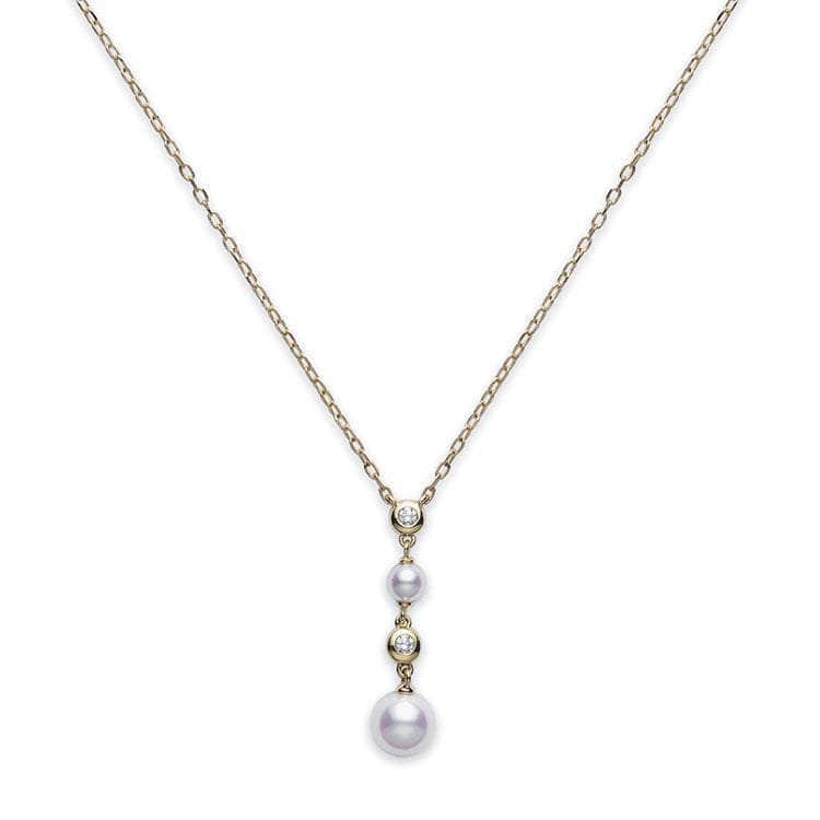 Mikimoto Necklaces MIKIMOTO AKOYA 0.05CT DIAMOND AND PEARL NECKLACE PP 1631 D K