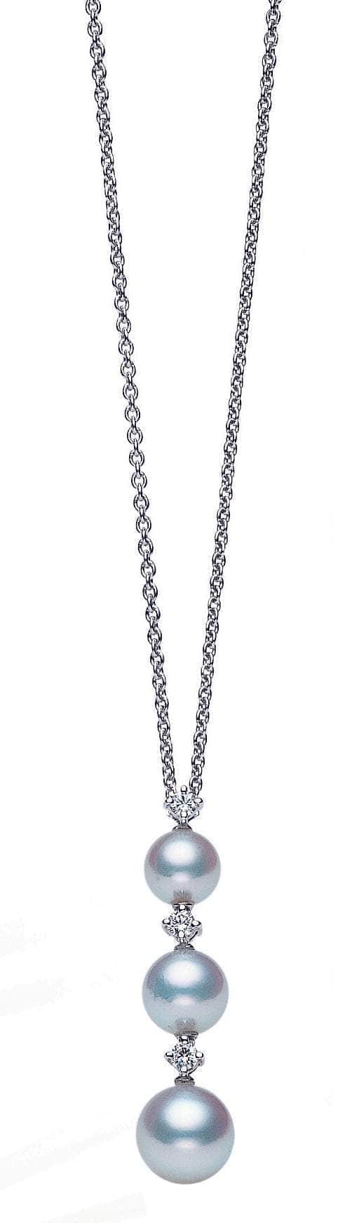 Mikimoto Necklaces MIKIMOTO AKOYA 0.08CT DIAMOND & PEARL NECKLACE PP 1816 D W