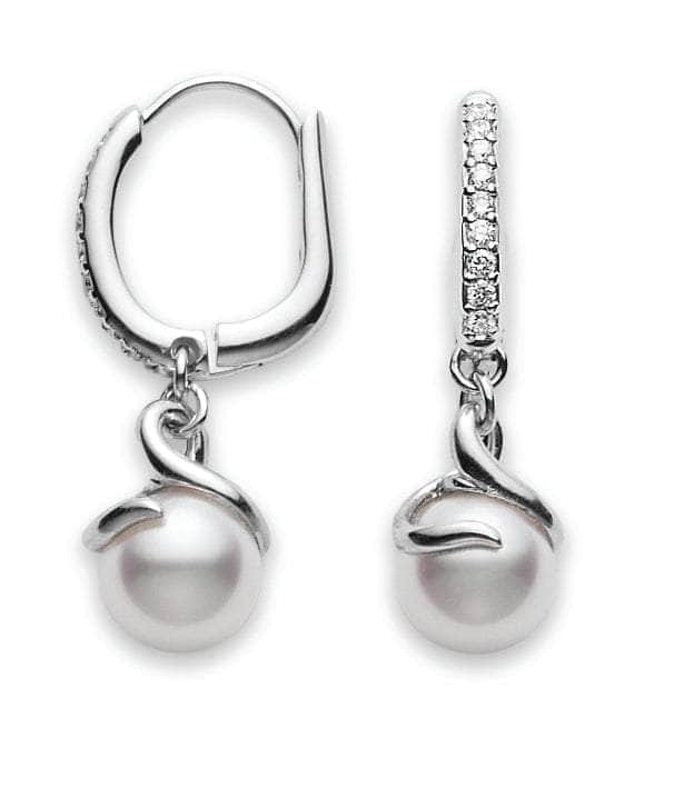 Mikimoto Earrings MIKIMOTO AKOYA 18CT WHITE GOLD 0.11CT DIAMOND EARRINGS PEL 10016 D W