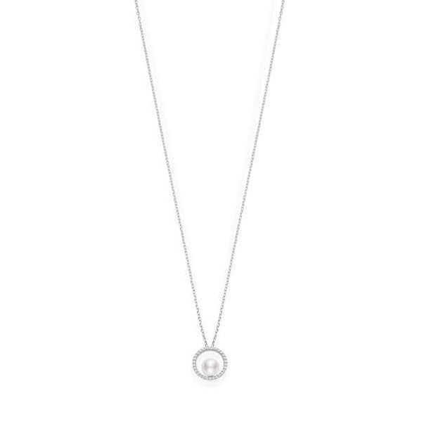 Mikimoto Neckalces MIKIMOTO AKOYA 7MM PEARL PENDANT NECKLACE WITH 0.15CT DIAMONDS PPA 5501 D W