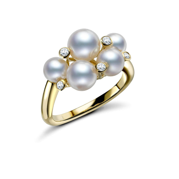 Mikimoto Ring MIKIMOTO BUBBLE 0.07CT DIAMOND AND PEARL RING PR 1408 DK