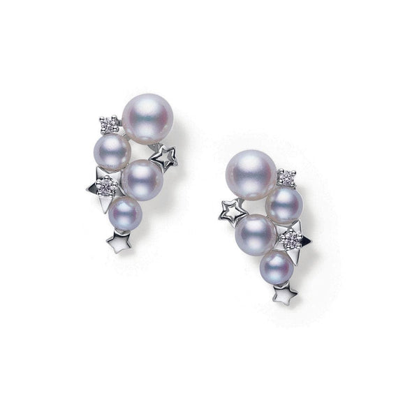 Mikimoto Earrings MIKIMOTO STARRY SKY 0.12CT DIAMOND & PEARL EARRINGS PEH 5429 D W