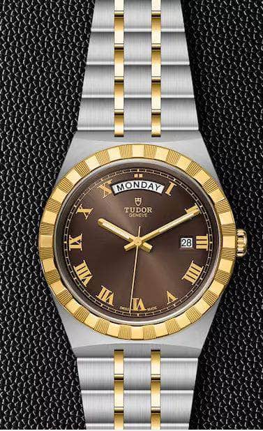 Tudor Watches TUDOR ROYAL 41MM S&G CHOCOLATE DIAL DAY-DATE WATCH M28603-0007