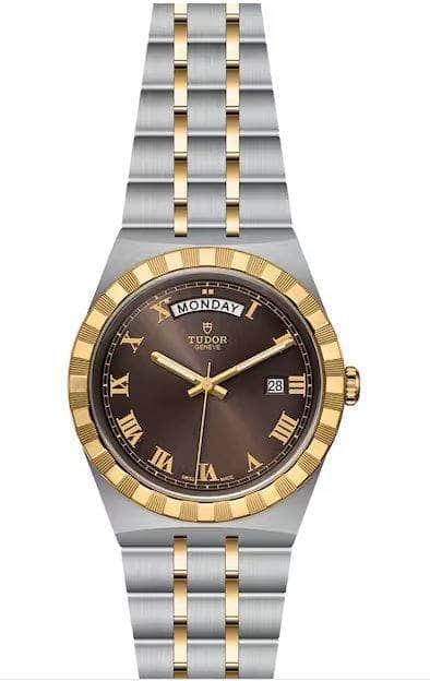 Tudor Watches TUDOR ROYAL 41MM S&G CHOCOLATE DIAL DAY-DATE WATCH M28603-0007