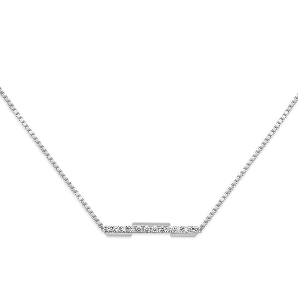 Gucci Necklaces Gucci 18ct White Gold Link to Love 0.13ct Diamond Bar Necklace YBB66213200100U