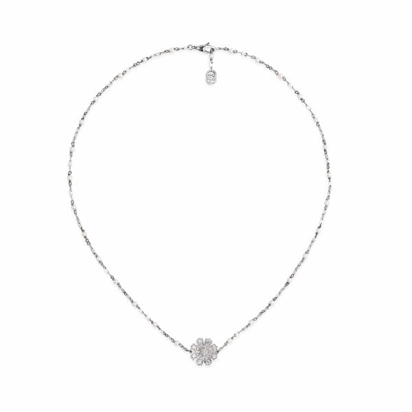 Gucci Necklace Gucci flora 18ct white gold flower necklace with diamonds YBB58180900100U