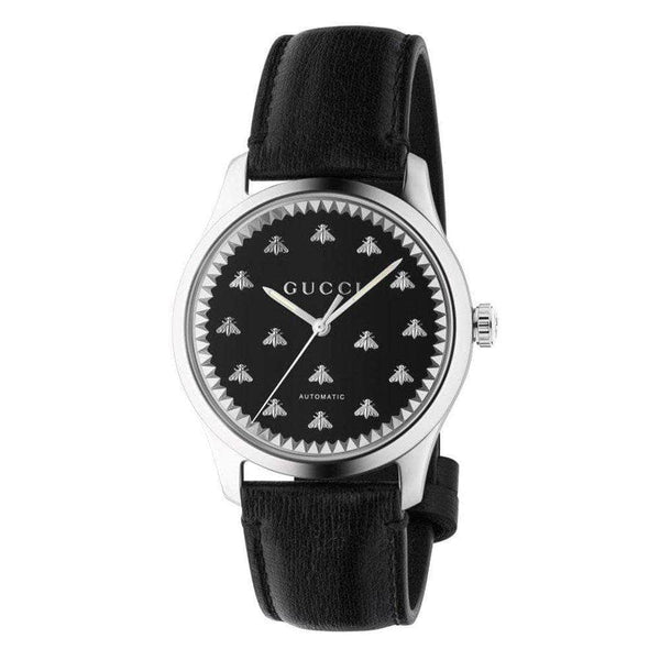 Gucci Watch Gucci G-Timeless Automatic 42mm Black Dial Leather Strap Watch YA126286 YA126286