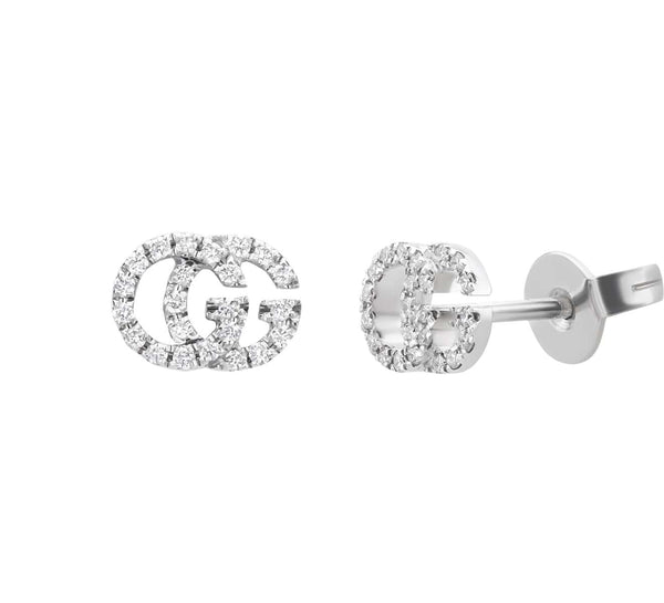 Gucci Earrings Gucci running G pave 18ct white gold diamond stud earrings YBD48167800100U