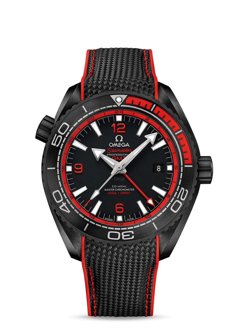 OMEGA Watch OMEGA Deep Black Seamaster Planet Ocean 600M CO-AXIAL Master Chronometer GMT 45.5 MM Red Watch O215.92.46.22.01.003