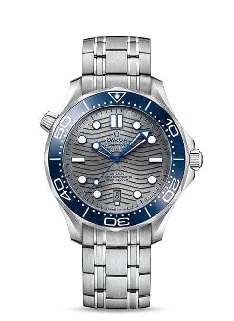 OMEGA Watch OMEGA Seamaster Diver 300M CO-Axial Master Chronometer 42 MM Grey Dial Blue Bezel Silver Strap Watch O210.30.42.20.06.001