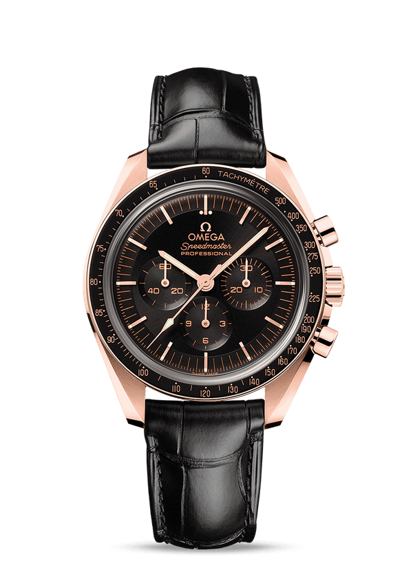 OMEGA Watch OMEGA Speedmaster Moonwatch Master Chronometer Professional Chronograph - SednaTM gold - 42 mm - Calibre 3861 - Leather Strap 310.63.42.50.01.001