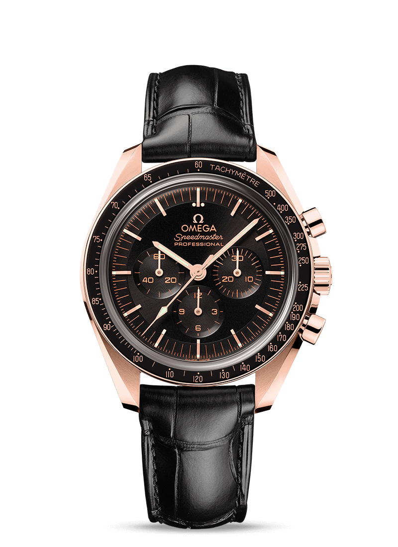 OMEGA Watch OMEGA Speedmaster Moonwatch Master Chronometer Professional Chronograph - SednaTM gold - 42 mm - Calibre 3861 - Leather Strap 310.63.42.50.01.001