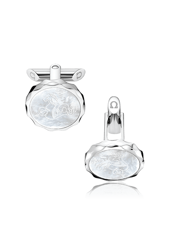 OMEGA Cufflinks Omega Stainless steel and Seahorse engraved Mother-of-Pearl Cufflinks C93STA0504205