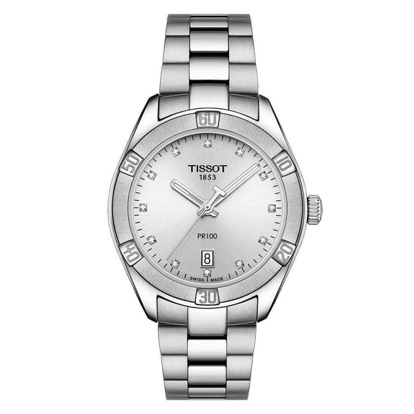 Tissot Watch Tissot Ladies PR 100 Sport Chic Diamond Set Date Display T1019101103600
