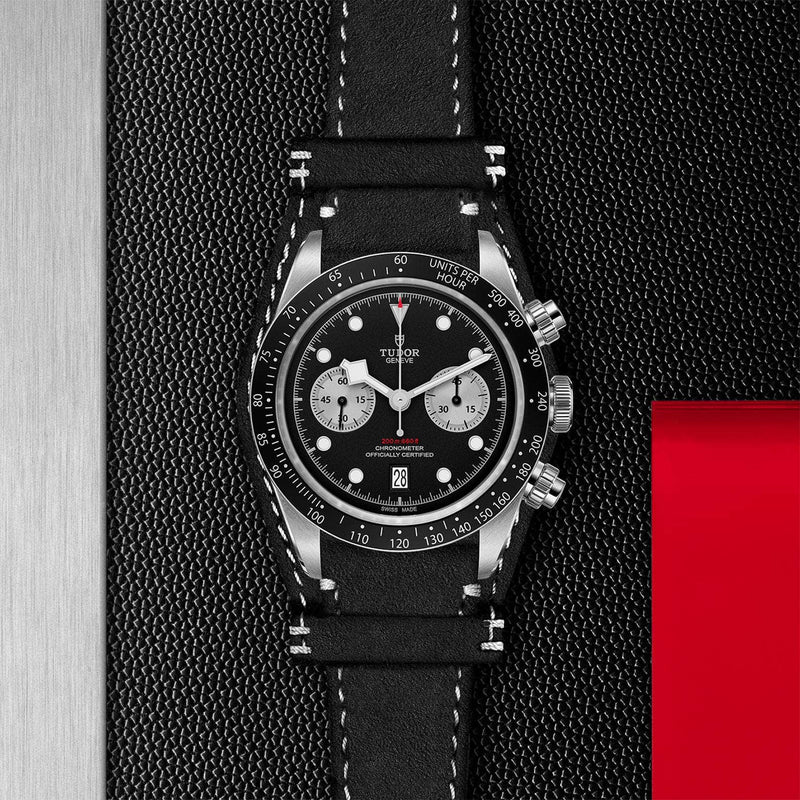Tudor Watch Tudor Black Bay Chrono 41MM Black Dial Leather Strap M79360N-0005 M79360N-0005