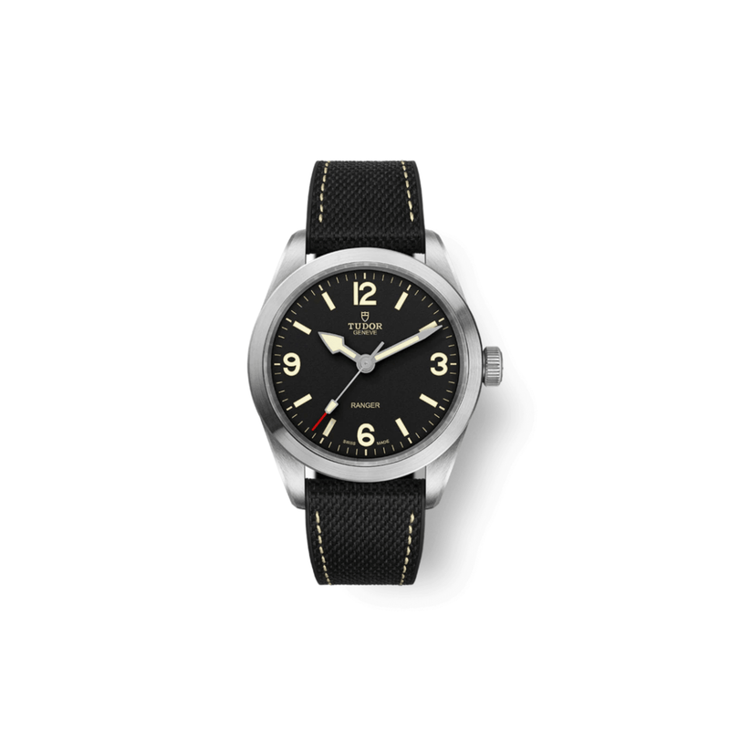 Tudor Watch Tudor Ranger 39mm Steel Case Black Dial Hybrid Rubber and Leather Bracelet Watch m79950-0002